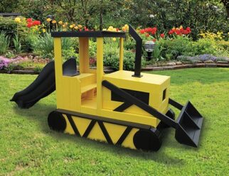 black and yellow poly bulldozer playset