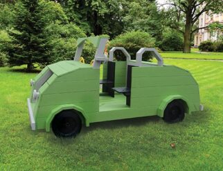 green poly convertible playset in a grassy field