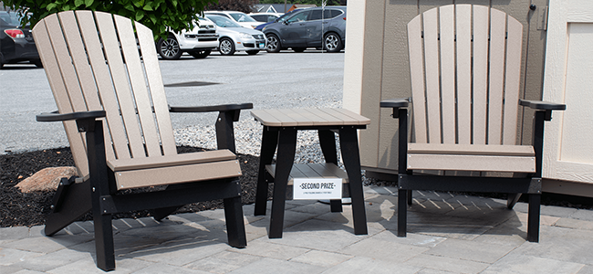 tan poly folding chairs and outdoor table
