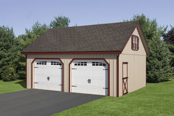 White two-door garage from Penn Dutch Structures Finksburg