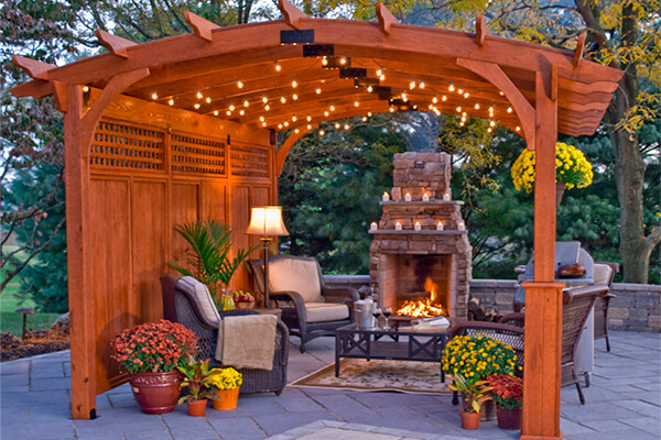 Wooden pergola with lights from Penn Dutch Finksburg, MD and Shrewsbury, PA